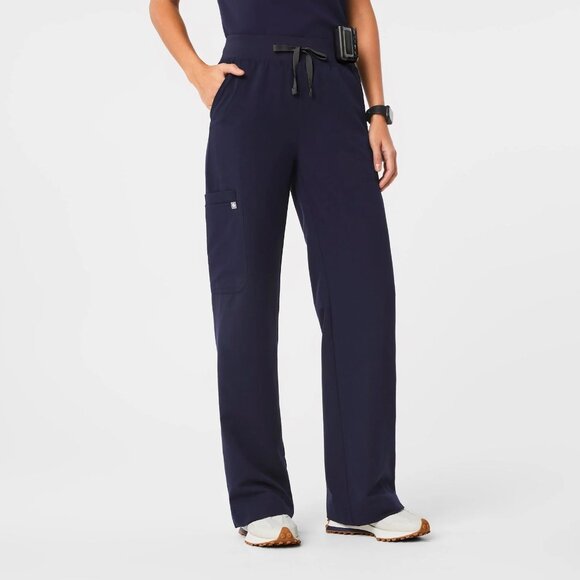 Figs High Waisted Isabel Wide Leg Scrub Pants in Navy, Size Small - Picture 2 of 10